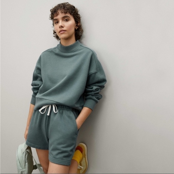 Everlane Tops - EVERLANE 2 Piece SET The Track Dark Green Organic Cotton Loungewear Casual Set